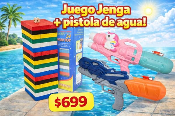Jenga + pistola agua 